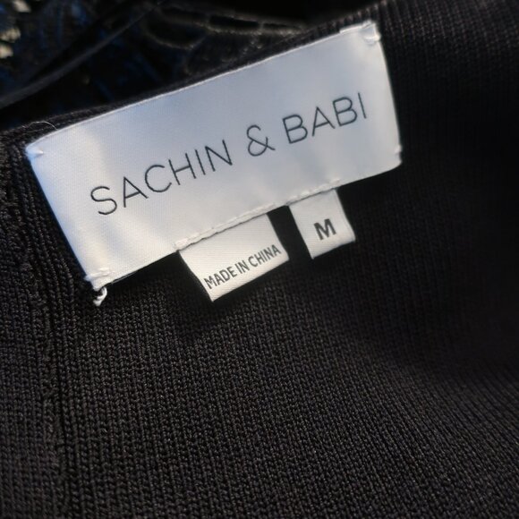 Women Sachin & Babi Black Crochet Lace Trim Peplum Off The Shoulder Dress M * - Picture 15 of 15